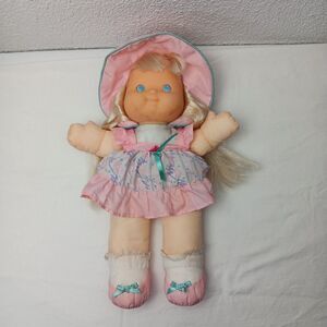 1992 Puffalump Kids Fisher Price Plush Dress Up Baby Doll Floral Pink Dress Flaw